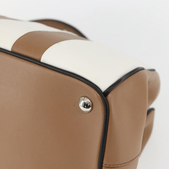 PRADA Baiadera Shoulder Bag Leather Brown Silver Auth 158889SAV