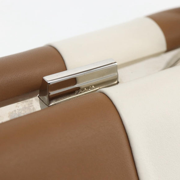 PRADA Baiadera Shoulder Bag Leather Brown Silver Auth 158889SAV