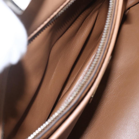 PRADA Baiadera Shoulder Bag Leather Brown Silver Auth 158889SAV