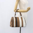 PRADA Baiadera Shoulder Bag Leather Brown Silver Auth 158889SAV-29