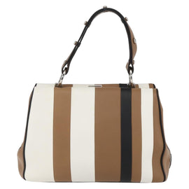 PRADA Baiadera Shoulder Bag Leather Brown Silver Auth 158889SAV - 0