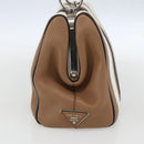 PRADA Baiadera Shoulder Bag Leather Brown Silver Auth 158889SAV-3