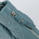 CHANEL Chain Shoulder Bag Caviar Skin Blue Silver CC Auth 158890V-17