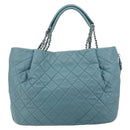 CHANEL Chain Shoulder Bag Caviar Skin Blue Silver CC Auth 158890V-2