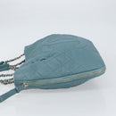 CHANEL Chain Shoulder Bag Caviar Skin Blue Silver CC Auth 158890V-4