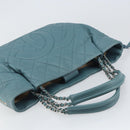 CHANEL Chain Shoulder Bag Caviar Skin Blue Silver CC Auth 158890V-6