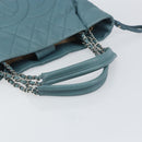 CHANEL Chain Shoulder Bag Caviar Skin Blue Silver CC Auth 158890V-7