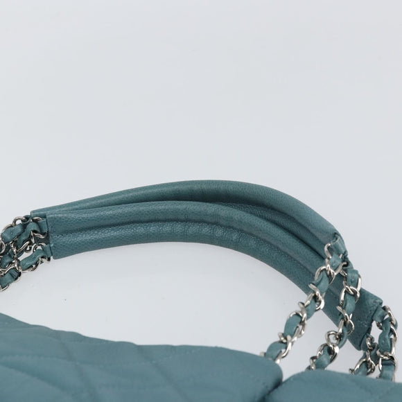 CHANEL Chain Shoulder Bag Caviar Skin Blue Silver CC Auth 158890V