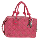 Christian Dior Canage Hand Bag Coated Canvas Pink Silver Auth 158891V-1