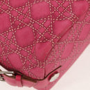 Christian Dior Canage Hand Bag Coated Canvas Pink Silver Auth 158891V-11