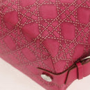 Christian Dior Canage Hand Bag Coated Canvas Pink Silver Auth 158891V-12