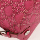Christian Dior Canage Hand Bag Coated Canvas Pink Silver Auth 158891V-13