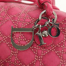 Christian Dior Canage Hand Bag Coated Canvas Pink Silver Auth 158891V-16