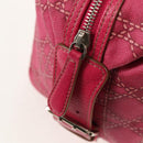 Christian Dior Canage Hand Bag Coated Canvas Pink Silver Auth 158891V-17