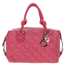 Christian Dior Canage Hand Bag Coated Canvas Pink Silver Auth 158891V-2