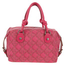 Christian Dior Canage Hand Bag Coated Canvas Pink Silver Auth 158891V-3