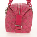 Christian Dior Canage Hand Bag Coated Canvas Pink Silver Auth 158891V-4