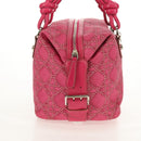 Christian Dior Canage Hand Bag Coated Canvas Pink Silver Auth 158891V-5