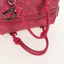 Christian Dior Canage Hand Bag Coated Canvas Pink Silver Auth 158891V-7