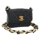 CHANEL Chain Mini Matelasse 11 Shoulder Bag Lamb Skin Black CC Auth 158892SM-1