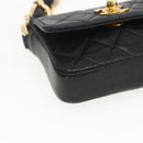 CHANEL Chain Mini Matelasse 11 Shoulder Bag Lamb Skin Black CC Auth 158892SM-15
