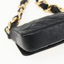 CHANEL Chain Mini Matelasse 11 Shoulder Bag Lamb Skin Black CC Auth 158892SM-17