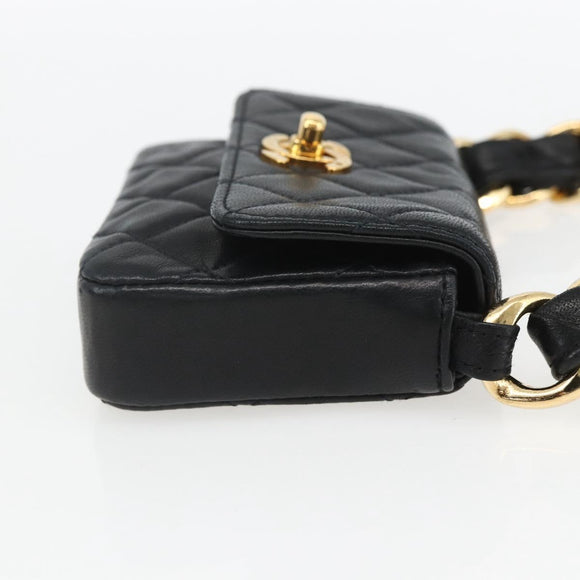 CHANEL Chain Mini Matelasse 11 Shoulder Bag Lamb Skin Black CC Auth 158892SM
