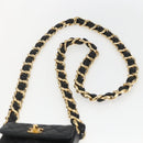 CHANEL Chain Mini Matelasse 11 Shoulder Bag Lamb Skin Black CC Auth 158892SM-14