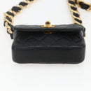CHANEL Chain Mini Matelasse 11 Shoulder Bag Lamb Skin Black CC Auth 158892SM-5