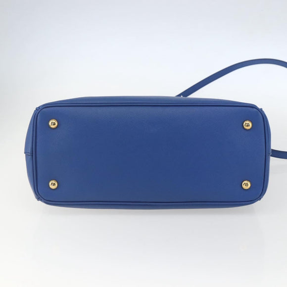 PRADA Hand Bag Safiano leather 2way Blue Gold Auth 158901SAV
