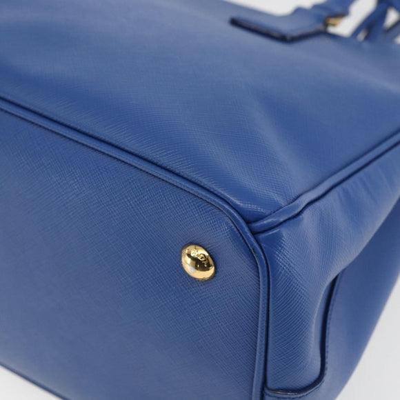 PRADA Hand Bag Safiano leather 2way Blue Gold Auth 158901SAV