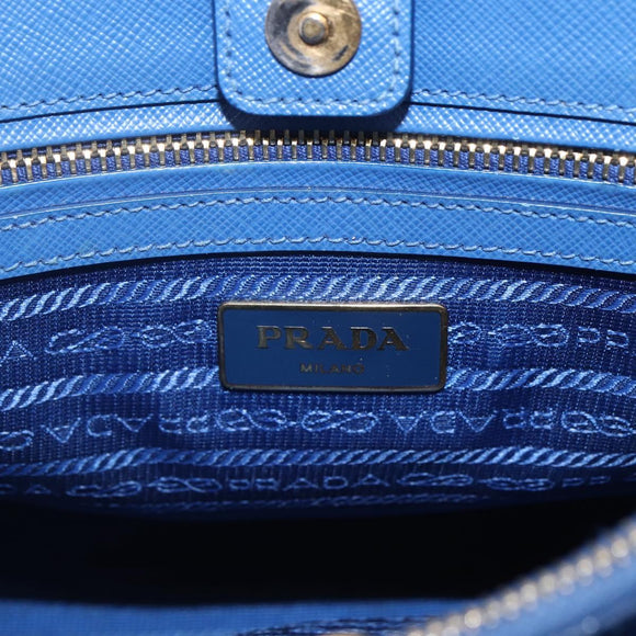 PRADA Hand Bag Safiano leather 2way Blue Gold Auth 158901SAV