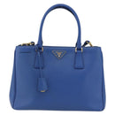 PRADA Hand Bag Safiano leather 2way Blue Gold Auth 158901SAV-13