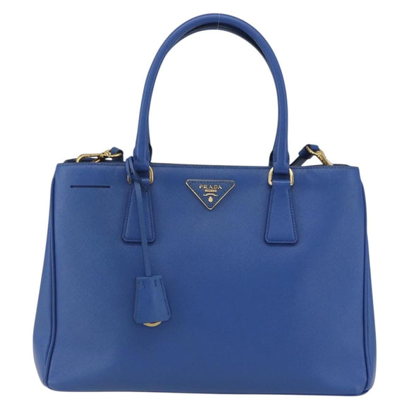 PRADA Hand Bag Safiano leather 2way Blue Gold Auth 158901SAV