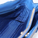 PRADA Hand Bag Safiano leather 2way Blue Gold Auth 158901SAV-24