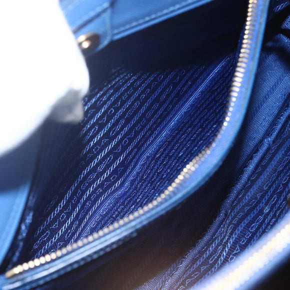 PRADA Hand Bag Safiano leather 2way Blue Gold Auth 158901SAV