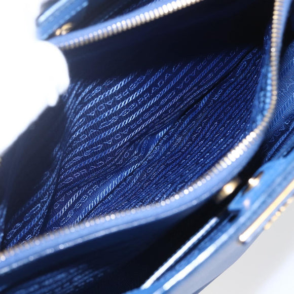 PRADA Hand Bag Safiano leather 2way Blue Gold Auth 158901SAV