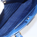 PRADA Hand Bag Safiano leather 2way Blue Gold Auth 158901SAV-28