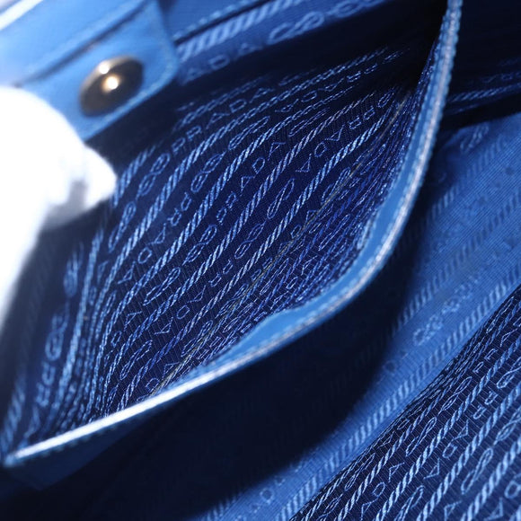 PRADA Hand Bag Safiano leather 2way Blue Gold Auth 158901SAV