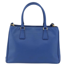 PRADA Hand Bag Safiano leather 2way Blue Gold Auth 158901SAV - 0