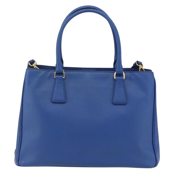 PRADA Hand Bag Safiano leather 2way Blue Gold Auth 158901SAV