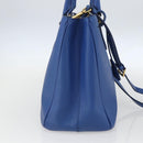 PRADA Hand Bag Safiano leather 2way Blue Gold Auth 158901SAV-3