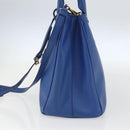 PRADA Hand Bag Safiano leather 2way Blue Gold Auth 158901SAV-4
