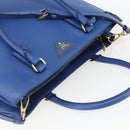 PRADA Hand Bag Safiano leather 2way Blue Gold Auth 158901SAV-6