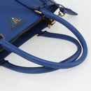 PRADA Hand Bag Safiano leather 2way Blue Gold Auth 158901SAV-7