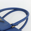 PRADA Hand Bag Safiano leather 2way Blue Gold Auth 158901SAV-14