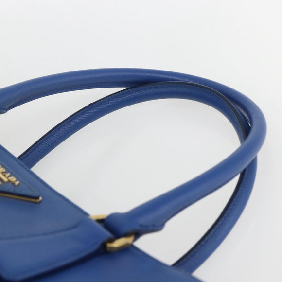 PRADA Hand Bag Safiano leather 2way Blue Gold Auth 158901SAV