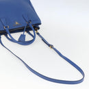 PRADA Hand Bag Safiano leather 2way Blue Gold Auth 158901SAV-8