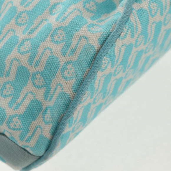 HERMES Animo Pixel GM Hand Bag Canvas Light Blue Silver Auth 158904V