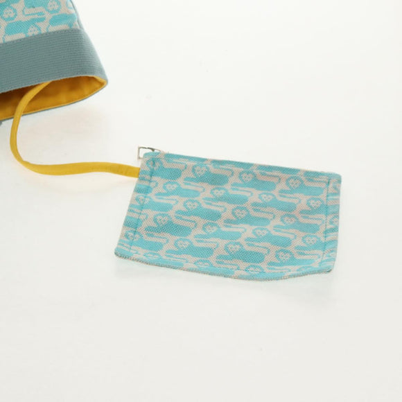 HERMES Animo Pixel GM Hand Bag Canvas Light Blue Silver Auth 158904V